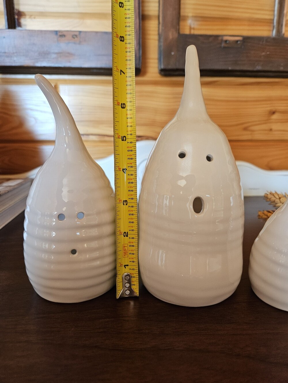 Mollie Jenkins White Ceramic Ghost Figurine Set Of 3 - Picture 4 of 6
